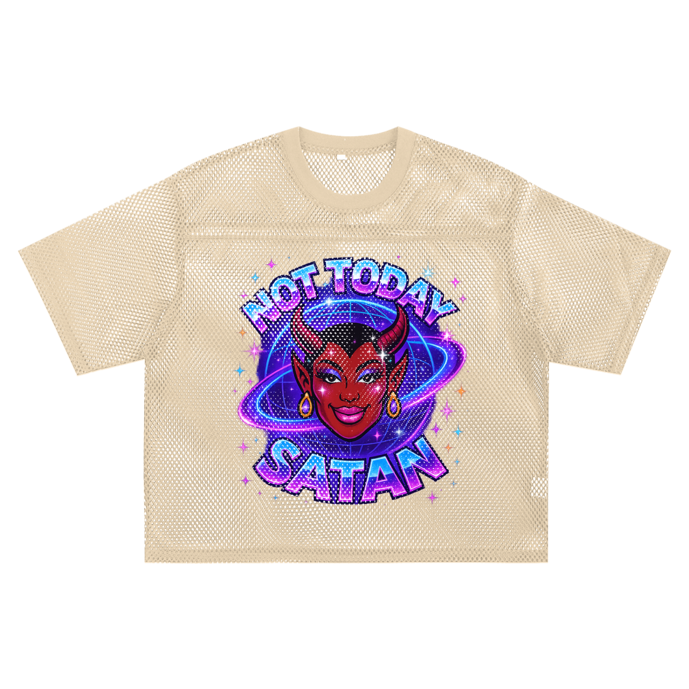 NOT TODAY SATAN Boxy Mesh Tee ~ GAYSBIE
