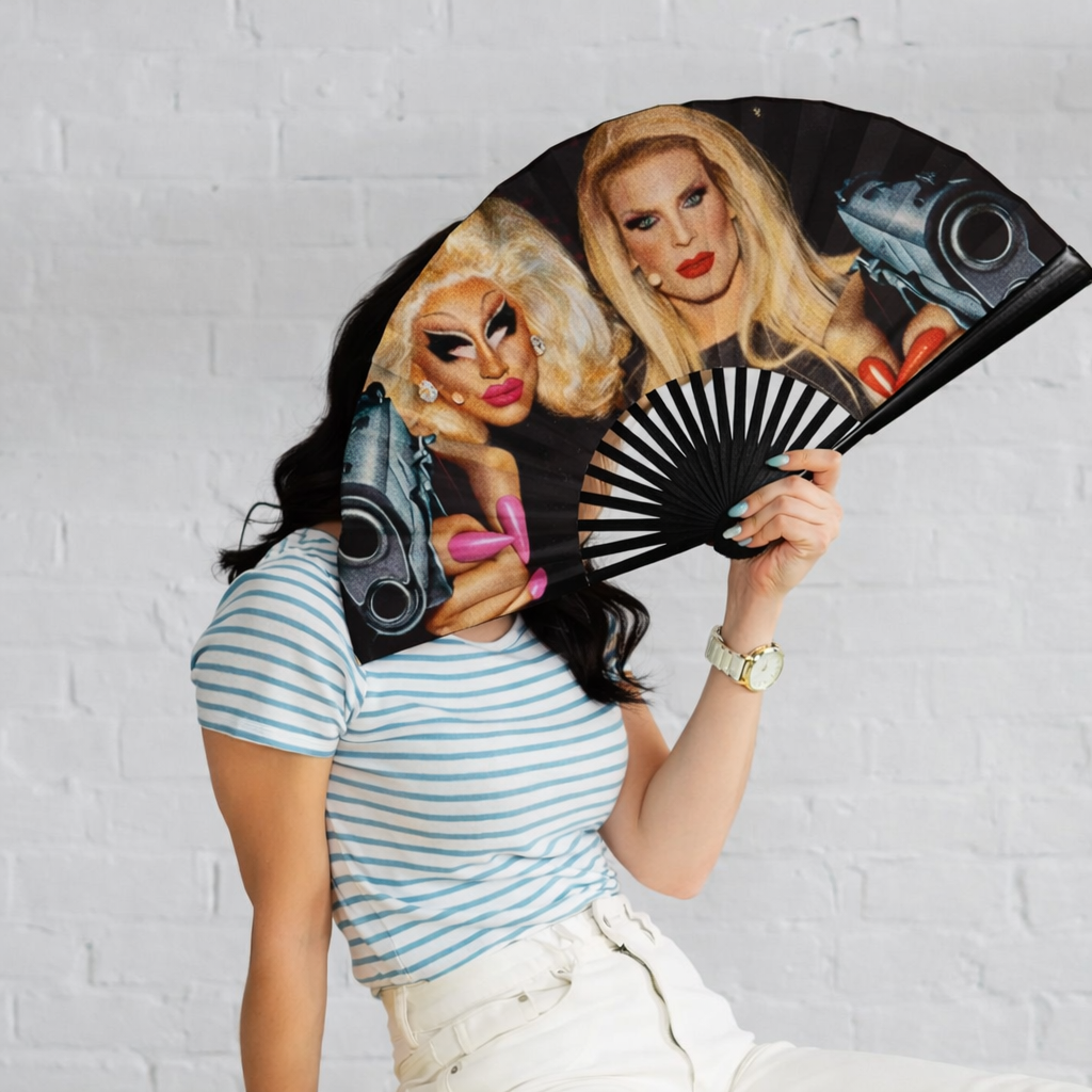 Trixie & Katya Gun Foldable Fan ~ GAYSBIE