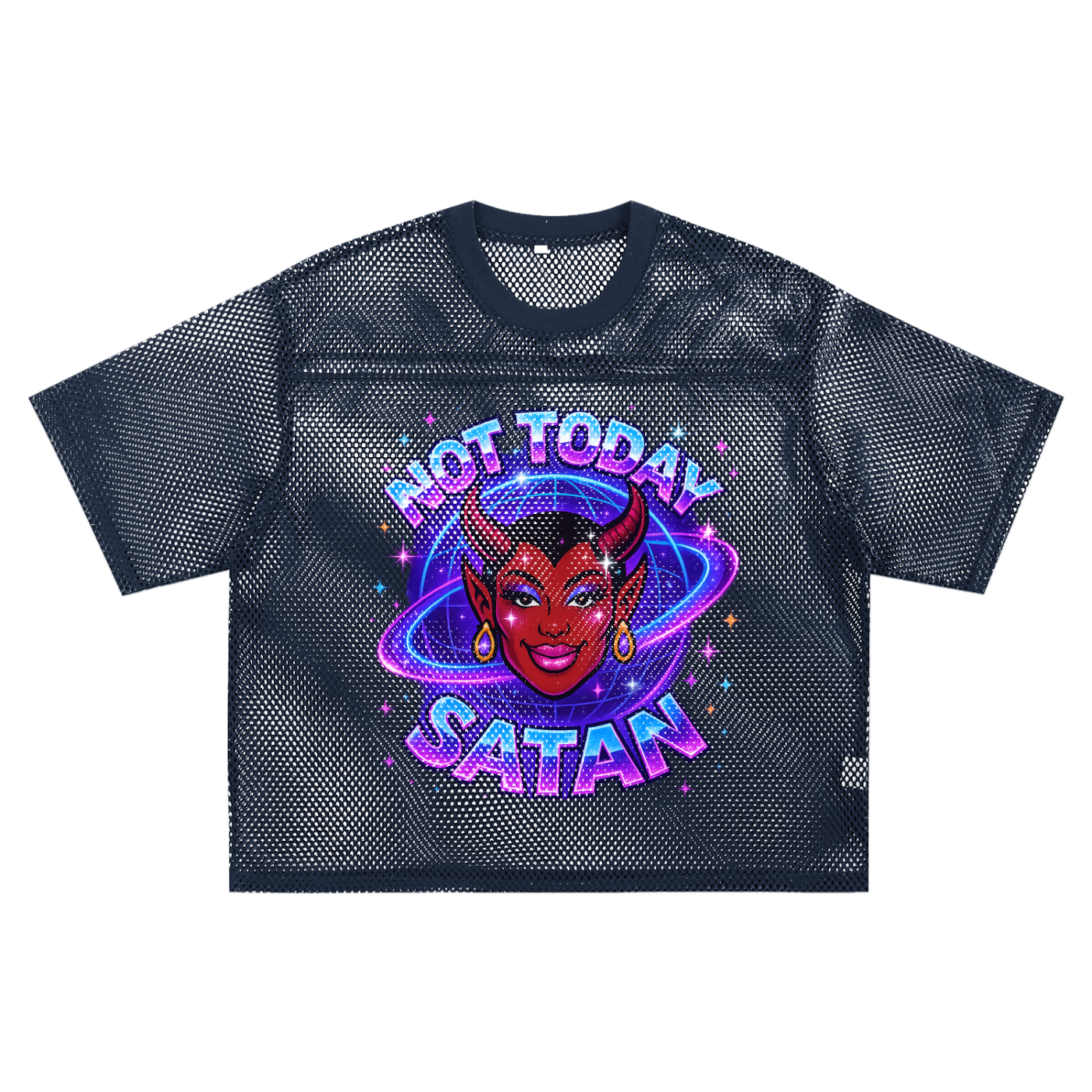 NOT TODAY SATAN Boxy Mesh Tee ~ GAYSBIE