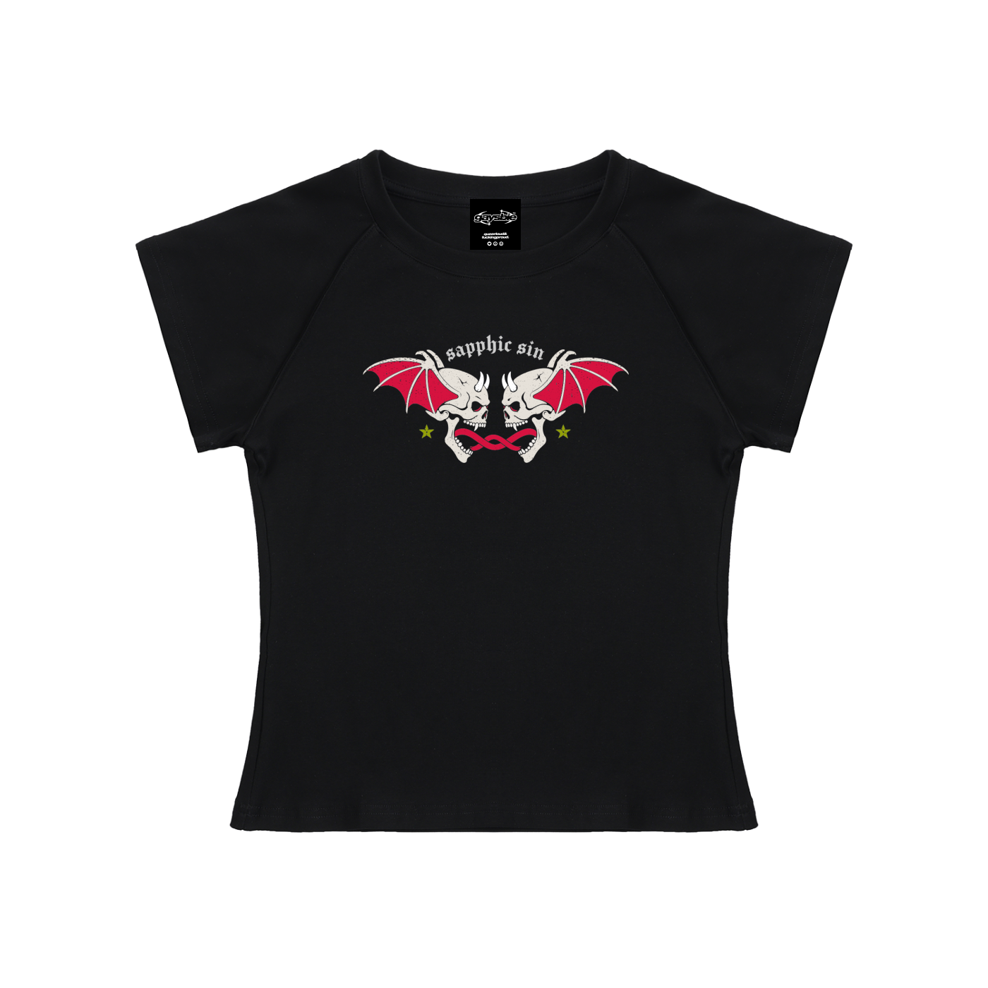 Sapphic Sin Goth Short Sleeve Crop Top - Queer Clothing USA GAYSBIE 