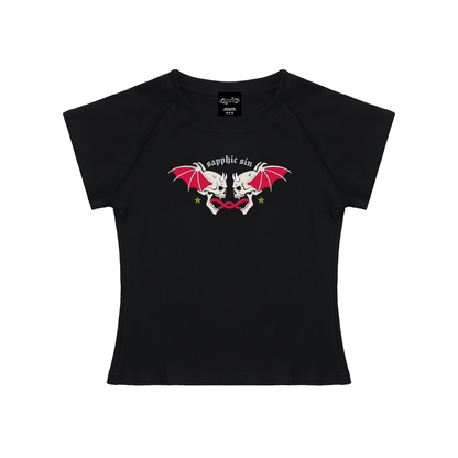 Sapphic Sin Goth Short Sleeve Crop Top - Queer Clothing USA GAYSBIE 
