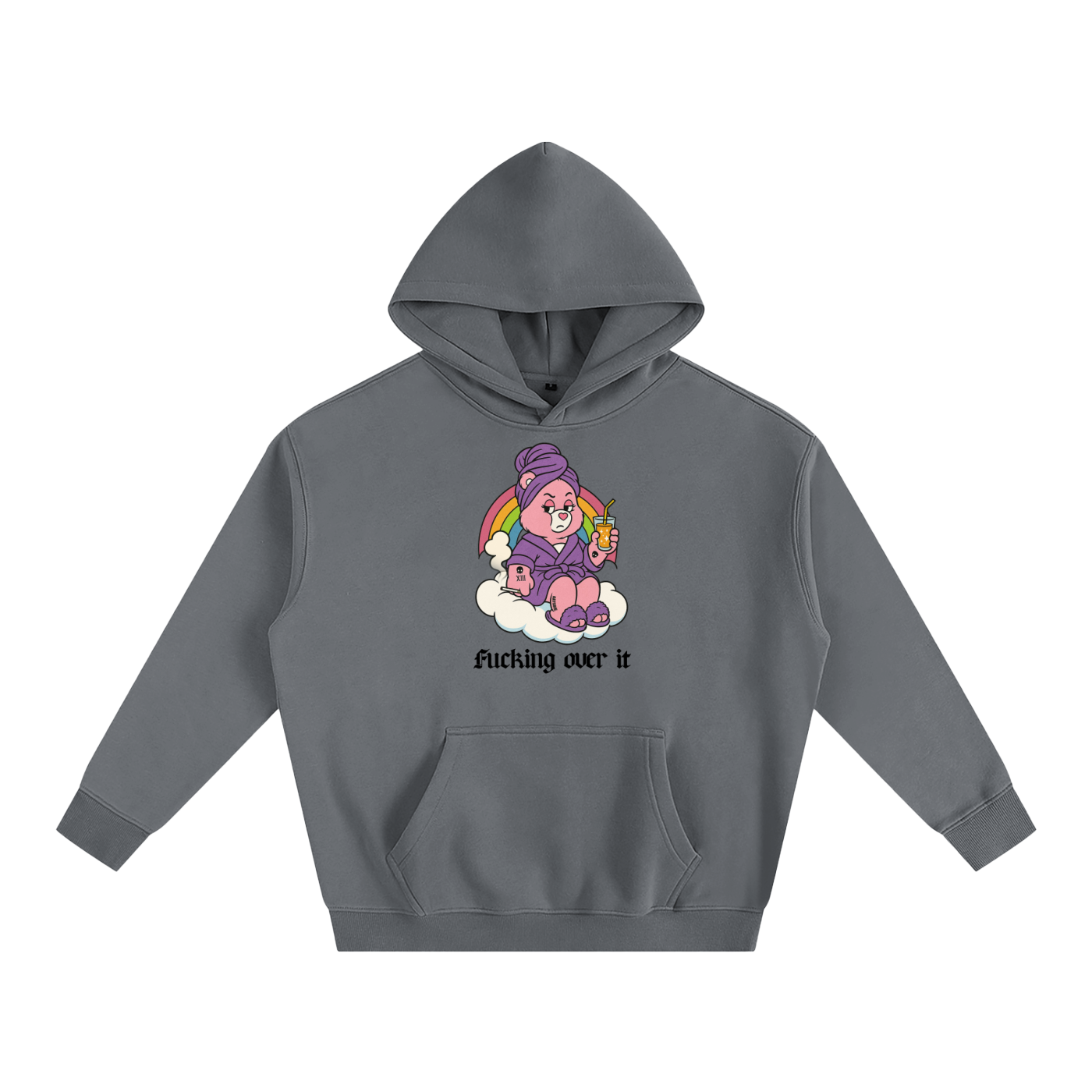 FUCKING OVER IT BEAR Heavy Fleece Hoodie ~ GAYSBIE