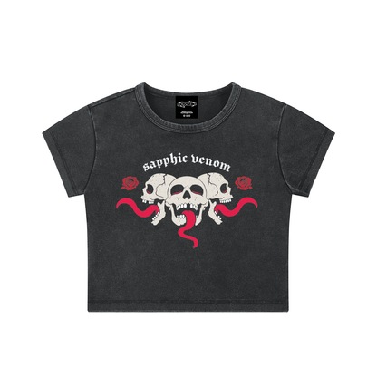 Sapphic Venom Goth Wash Crop Tee - Queer Crop Top GAYSBIE