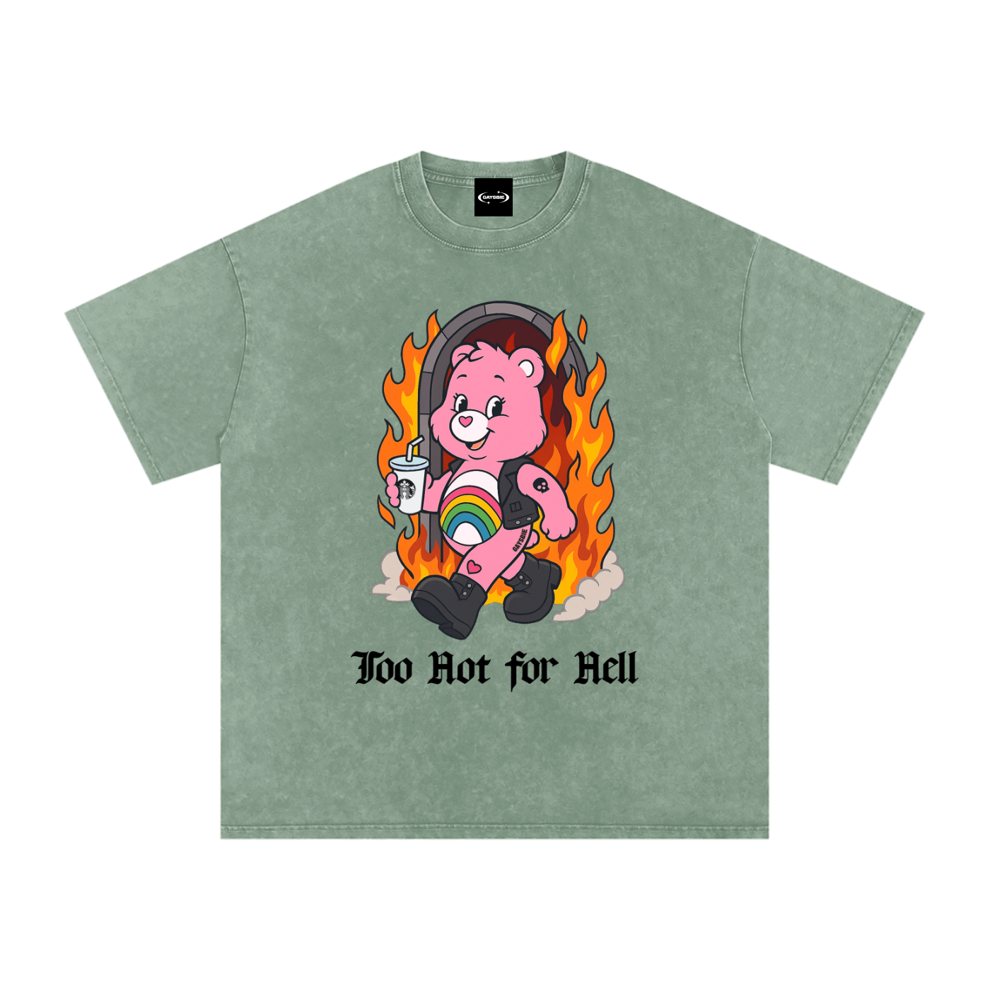 TOO HOT FOR HELL BEAR Premium Oversized Tee ~ GAYSBIE