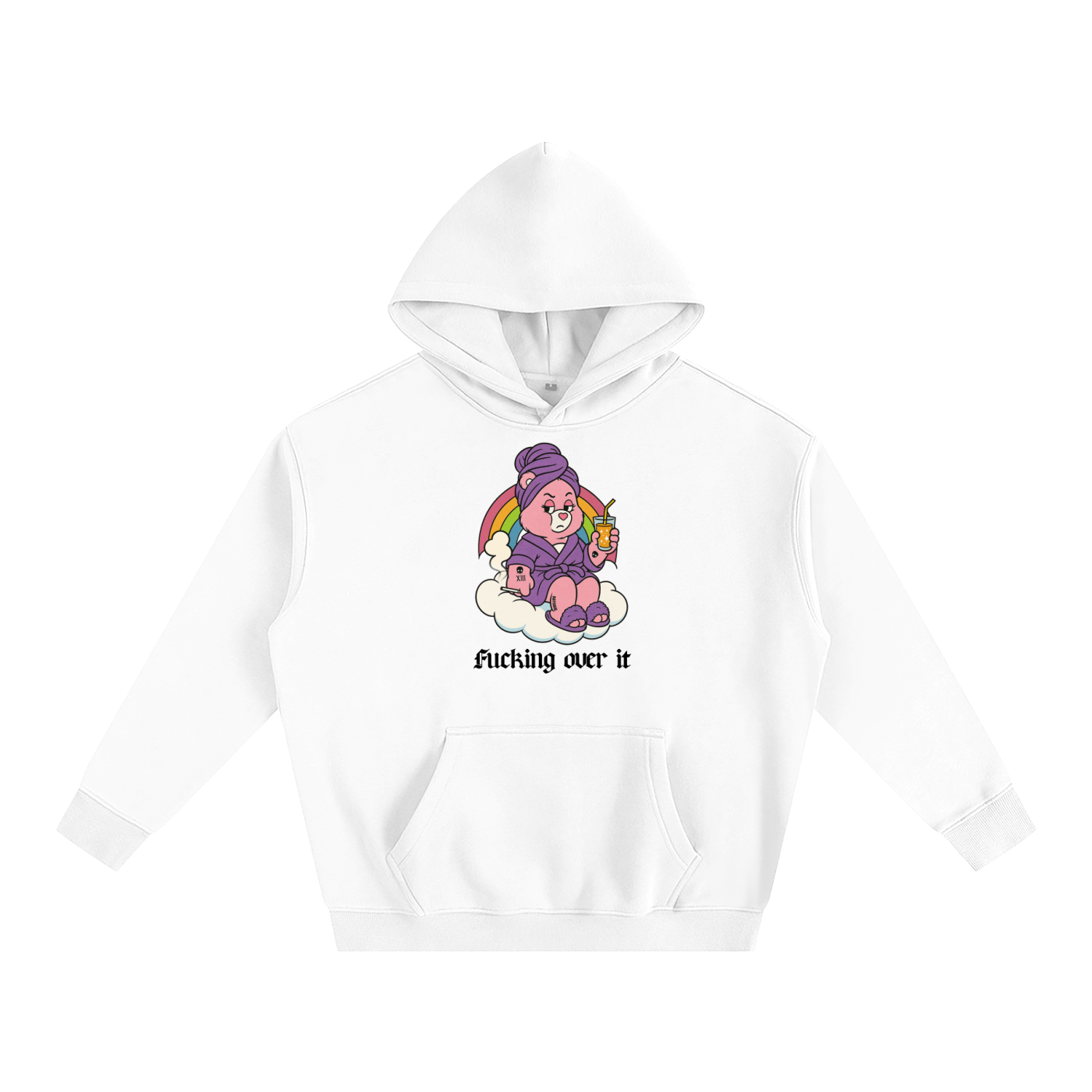 FUCKING OVER IT BEAR Heavy Fleece Hoodie ~ GAYSBIE