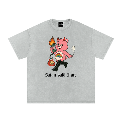 SATAN SAID I ATE BEAR Premium Oversized Tee ~ GAYSBIE
