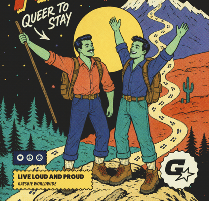 QUEER TO STAY Retro Comic Oversize Drop Shoulder Tee ~ GAYSBIE