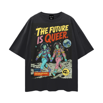 THE FUTURE IS QUEER Retro Comic Oversize Drop Shoulder Tee ~ GAYSBIE