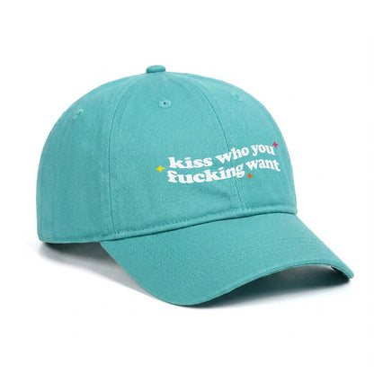 Kiss Who You Want Embroidered Cap - Queer Fashion USA GAYSBIE