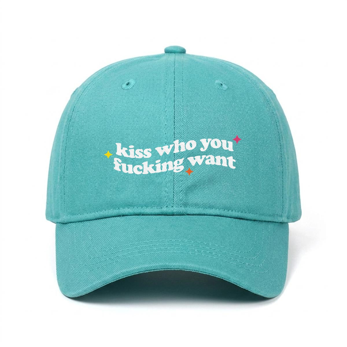 Kiss Who You Want Embroidered Cap - Queer Fashion USA GAYSBIE