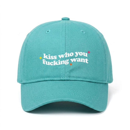 Kiss Who You Want Embroidered Cap - Queer Fashion USA GAYSBIE