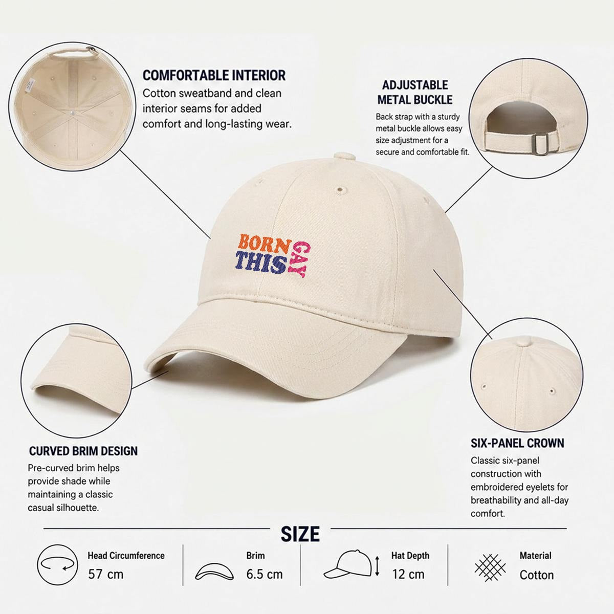 BORN THIS GAY Embroidered Cap ~ GAYSBIE
