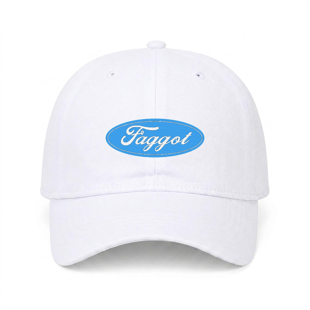 White Faggot Embroidered Cap - Bold Queer Baseball Hat USA 2026