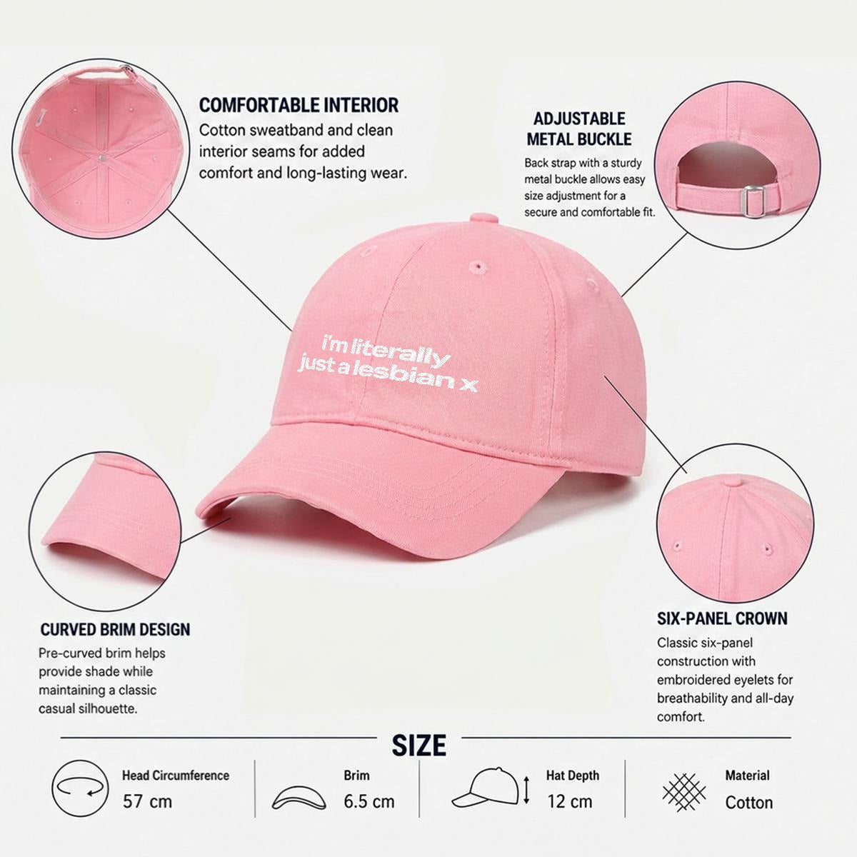 i'm literally just a lesbiann Embroidered Cap ~ GAYSBIE