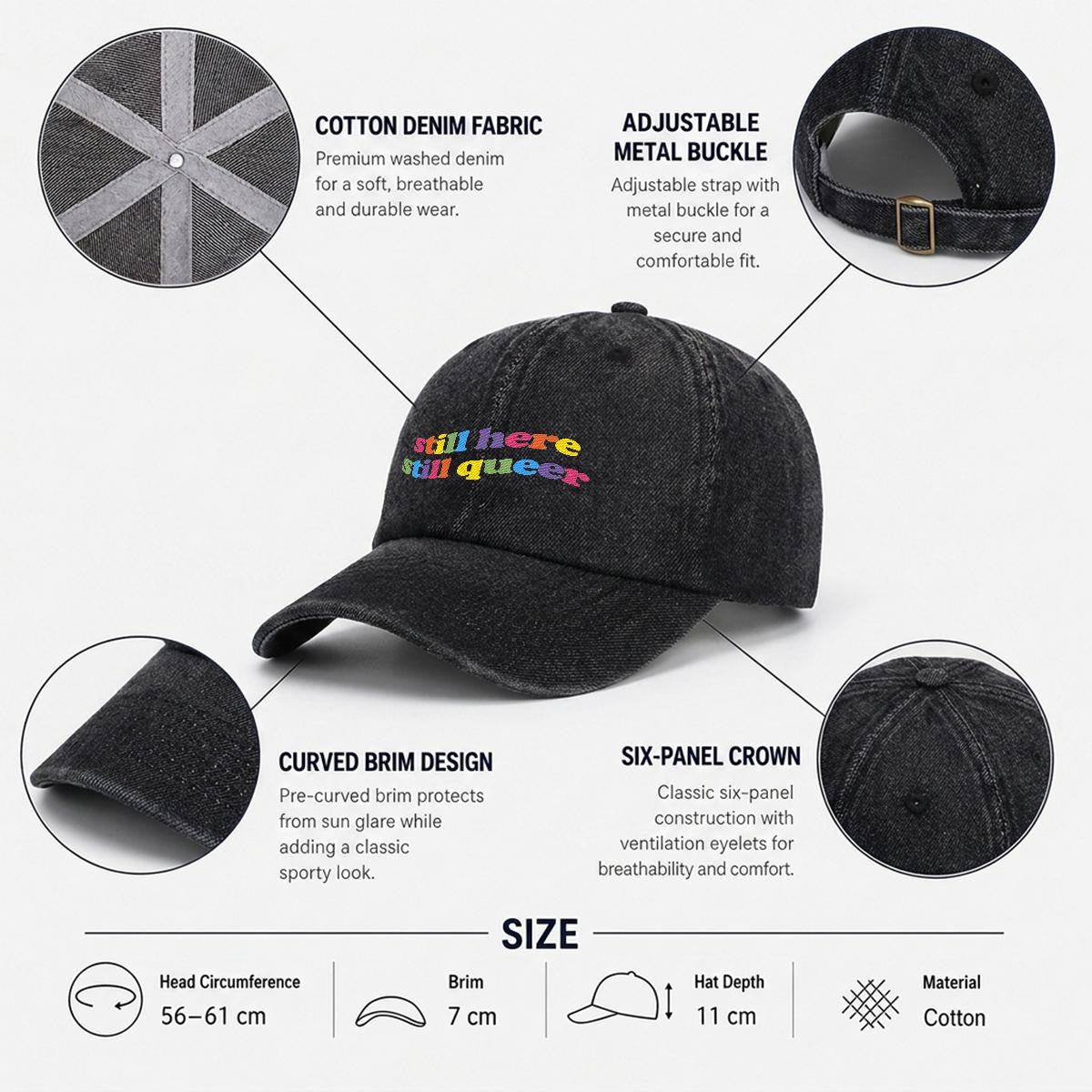 still here still queer Washed Embroidered Cap ~ GAYSBIE