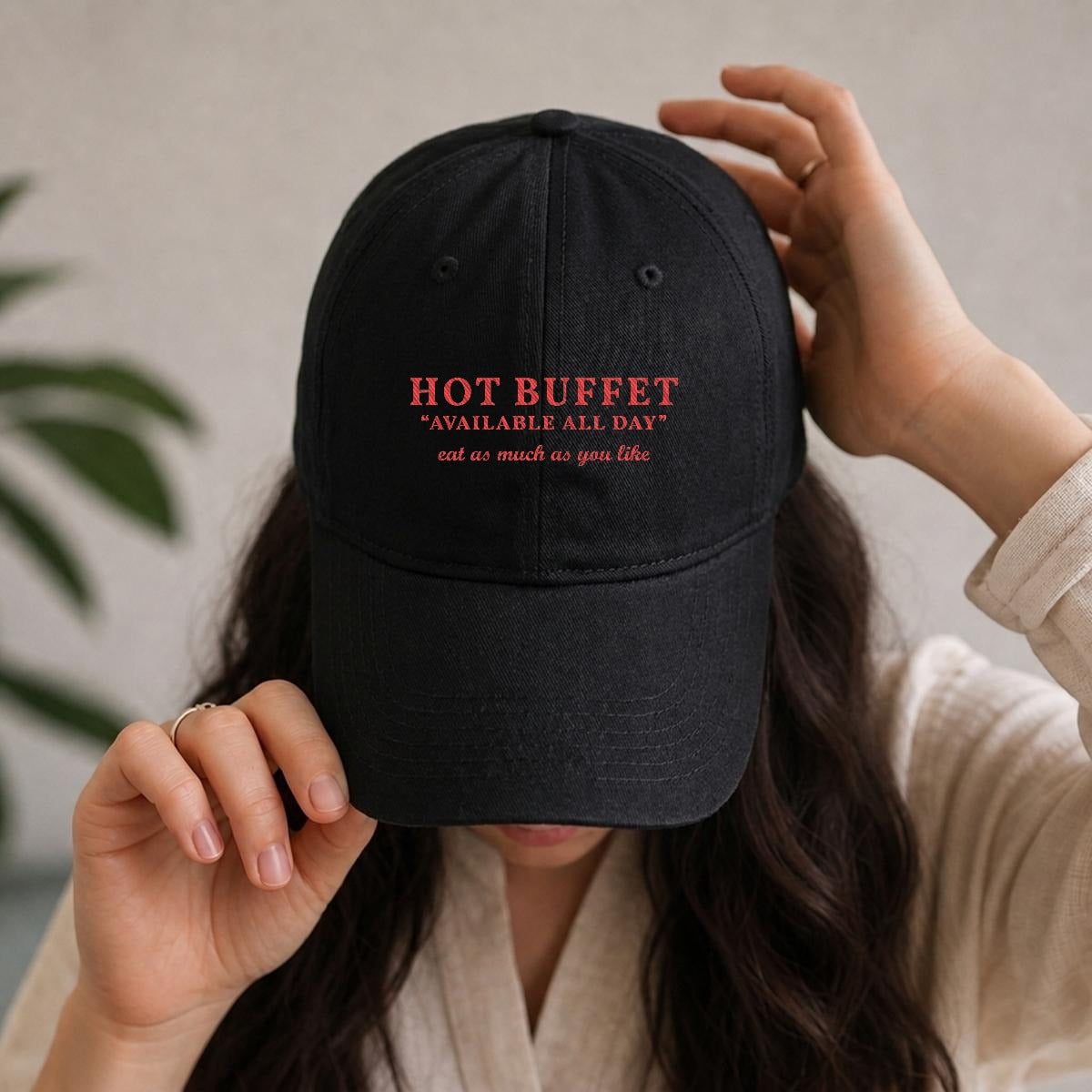 HOT BUFFET Embroidered Cap - Black Adjustable Hat By GAYSBIE