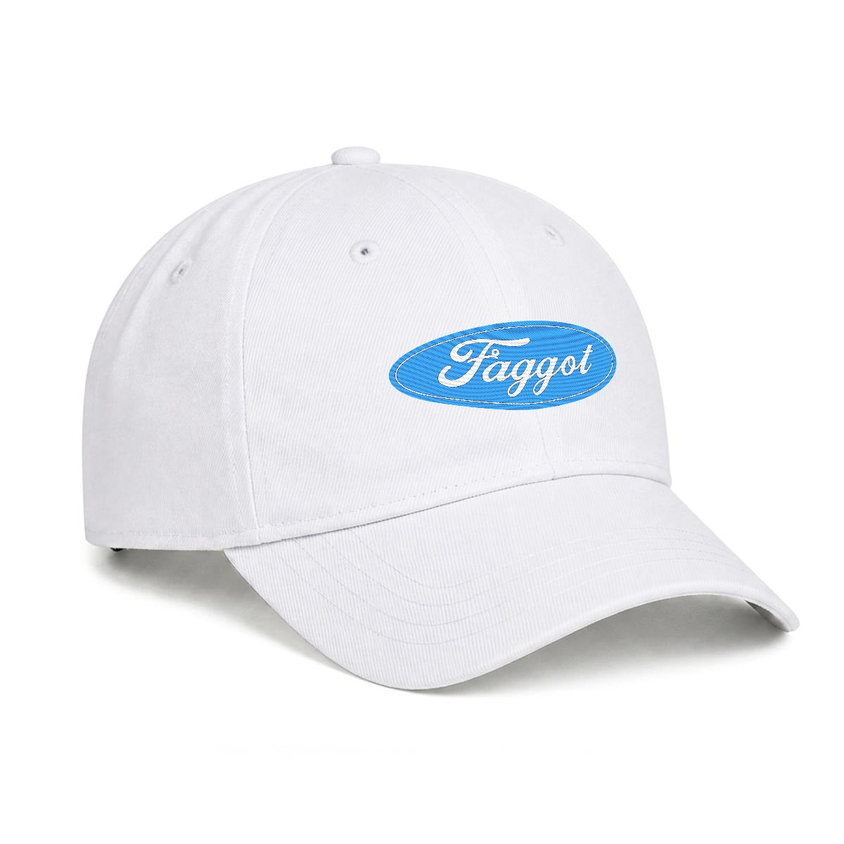 White Faggot Embroidered Cap - Bold Queer Baseball Hat USA 2026
