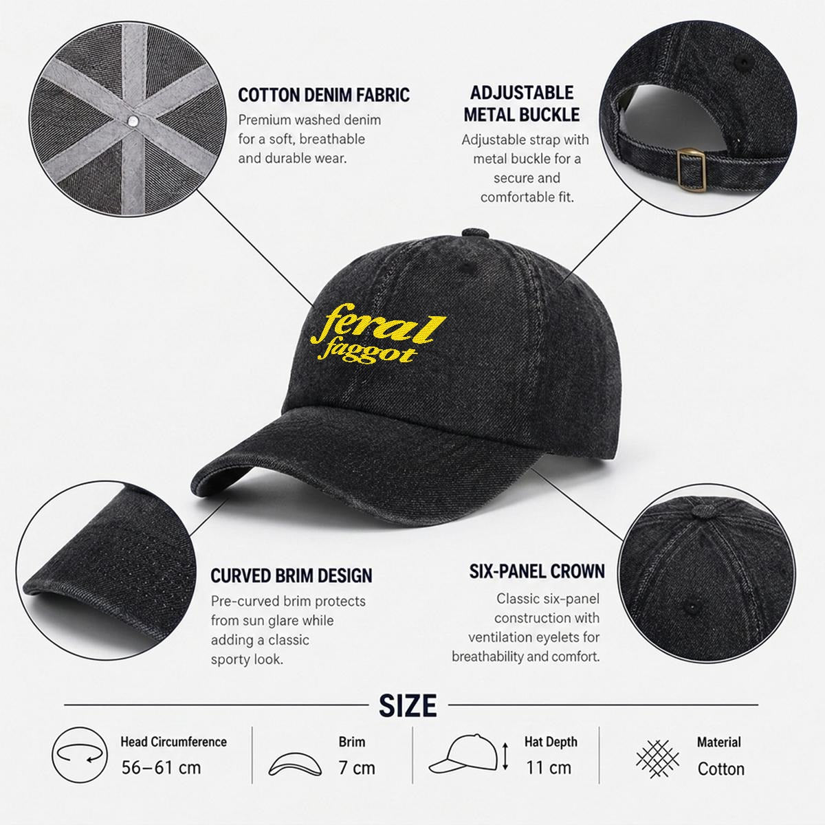 feral foggot Embroidered Cap ~ GAYSBIE