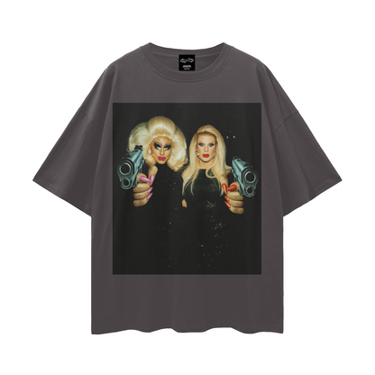 Trixie Katya Gunpoint Oversize Loose Drop Shoulder Tee ~ GAYSBIE
