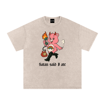 SATAN SAID I ATE BEAR Premium Oversized Tee ~ GAYSBIE