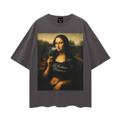 Mona Lisa Lesbian Pride Oversize Loose Drop Shoulder Tee ~ GAYSBIE