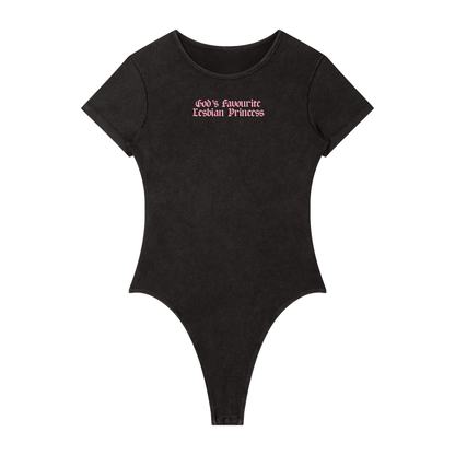God's Favourite Lesbian Princess Washed Bodysuit ~ GAYSBIE