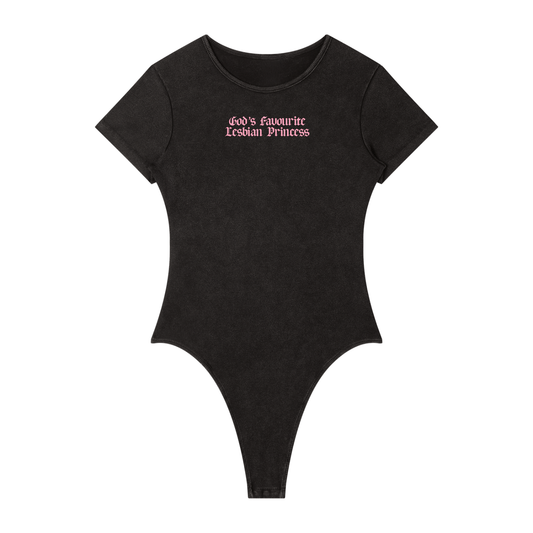 God's Favourite Lesbian Princess Washed Bodysuit ~ GAYSBIE