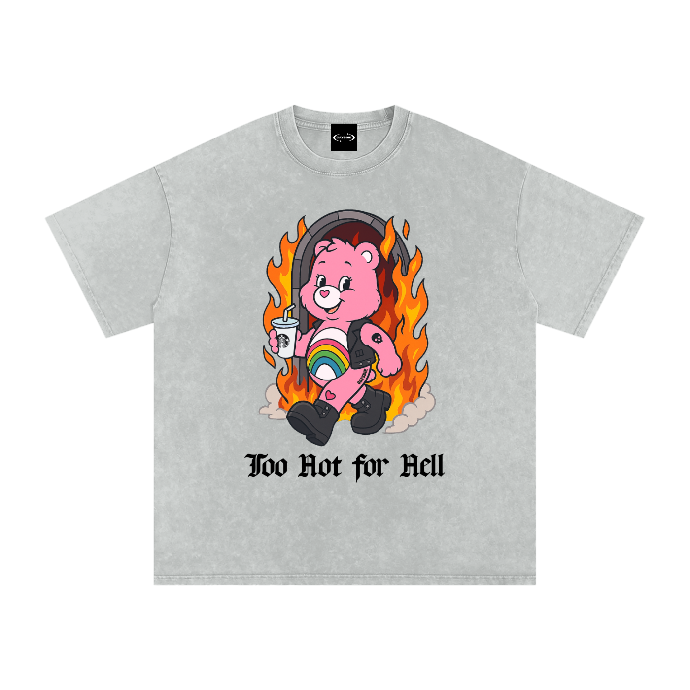 TOO HOT FOR HELL BEAR Premium Oversized Tee ~ GAYSBIE