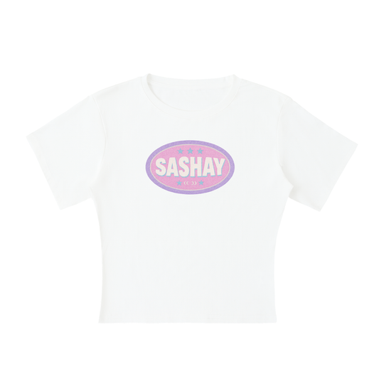 SASHAY BADGE Baby Tee ~ GAYSBIE