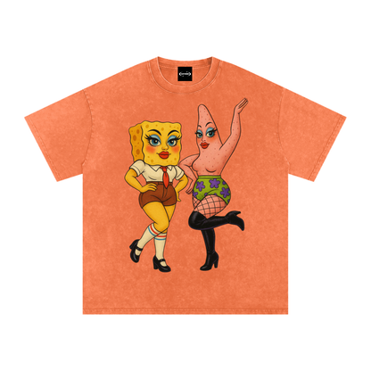 Snow Washed Oversized Cotton T-Shirt