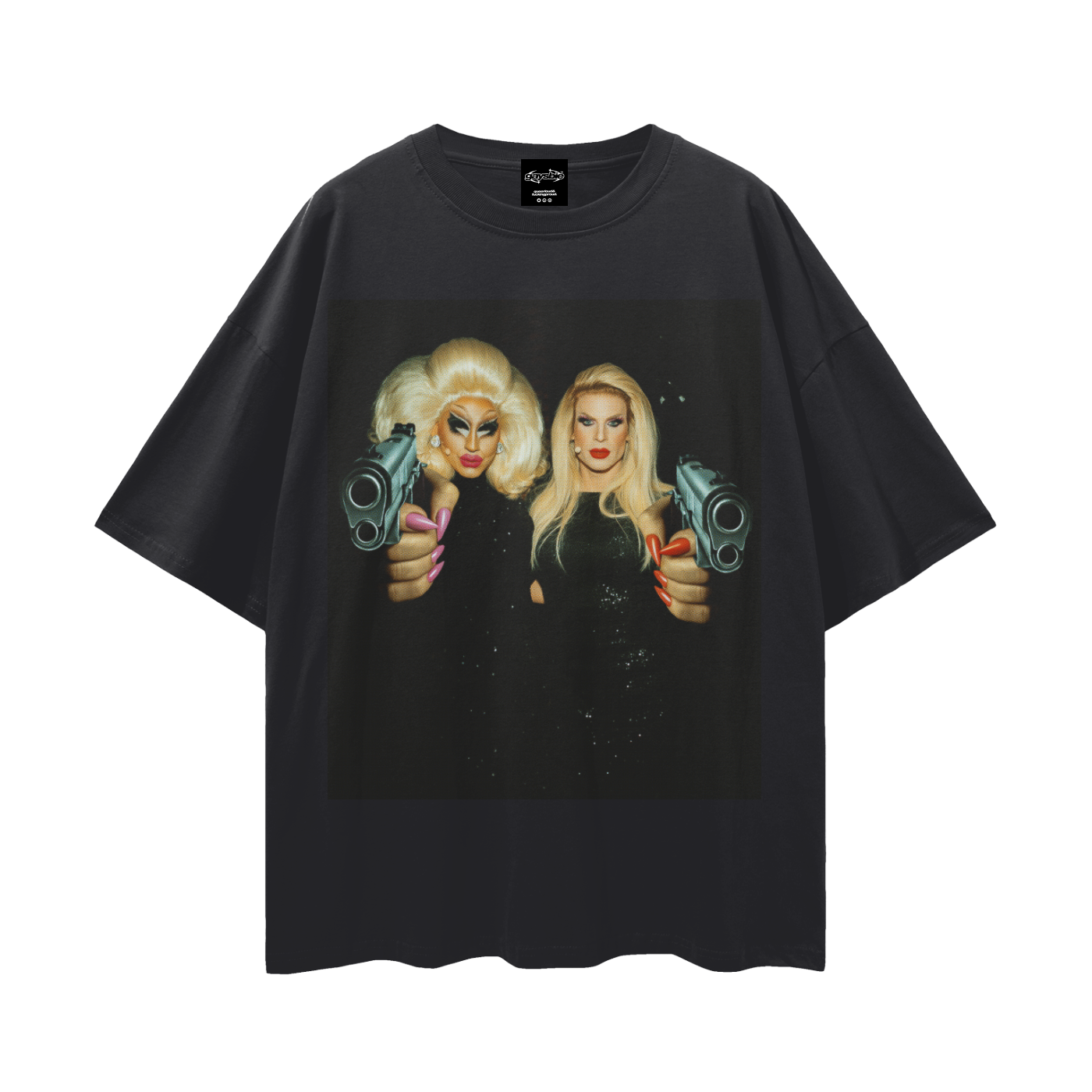 Trixie Katya Gunpoint Oversize Loose Drop Shoulder Tee ~ GAYSBIE