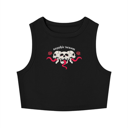 Sapphic Venom Goth Crop Tank - Lesbian Streetwear Black Tank Top USA