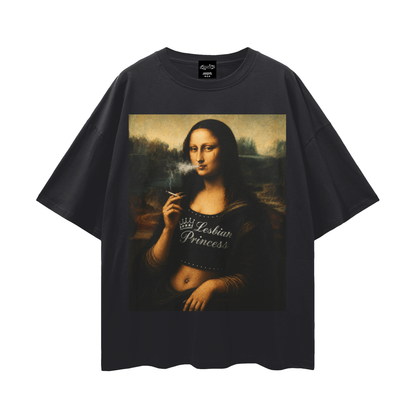 Mona Lisa Lesbian Pride Oversize Loose Drop Shoulder Tee ~ GAYSBIE