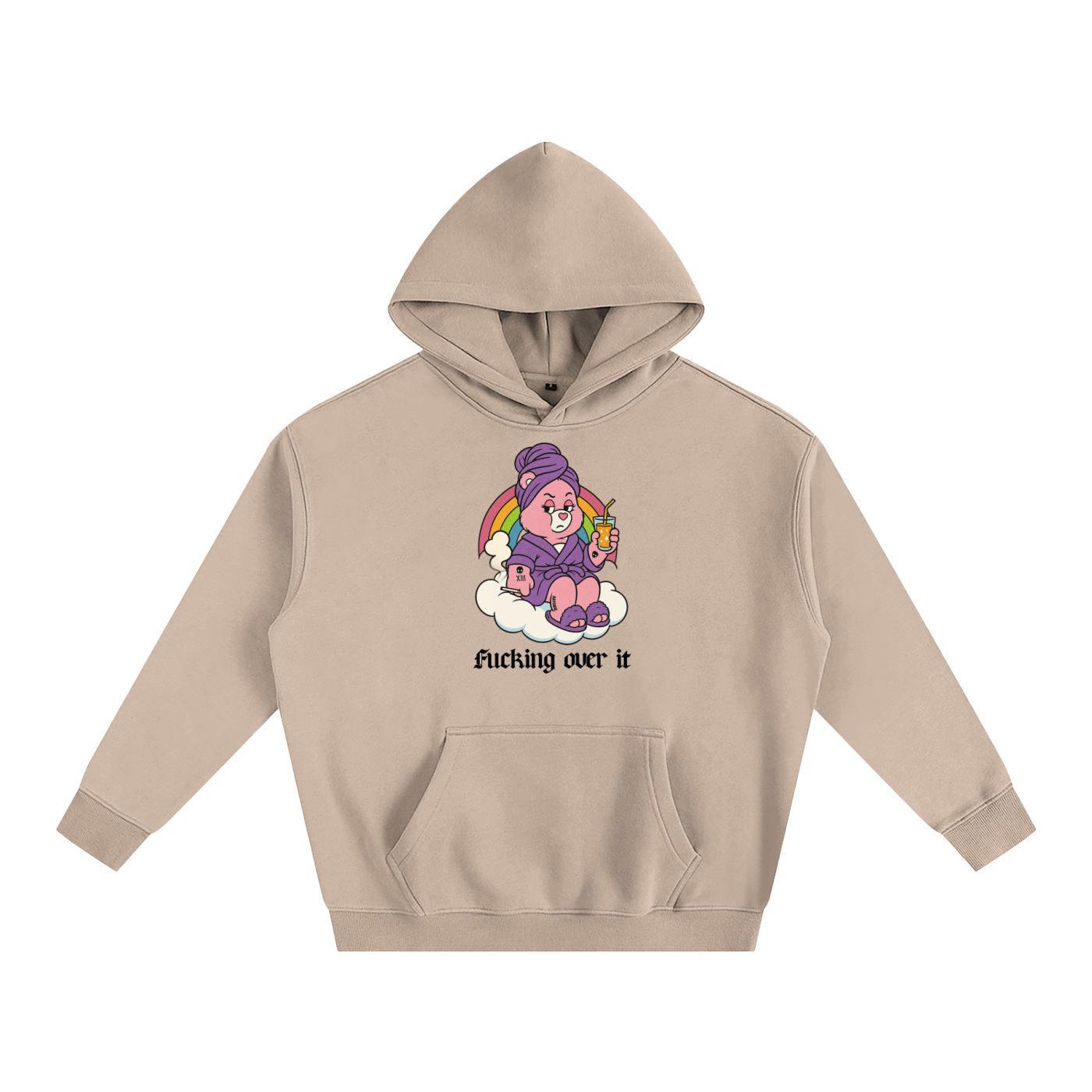FUCKING OVER IT BEAR Heavy Fleece Hoodie ~ GAYSBIE