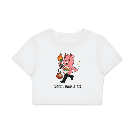 SATAN SAID I ATE BEAR Crop Tee ~ GAYSBIE
