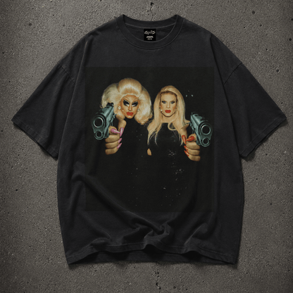 Trixie Katya Gunpoint Oversize Loose Drop Shoulder Tee ~ GAYSBIE
