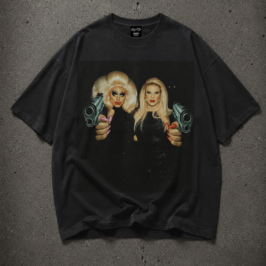 Trixie Katya Gunpoint Oversize Loose Drop Shoulder Tee ~ GAYSBIE