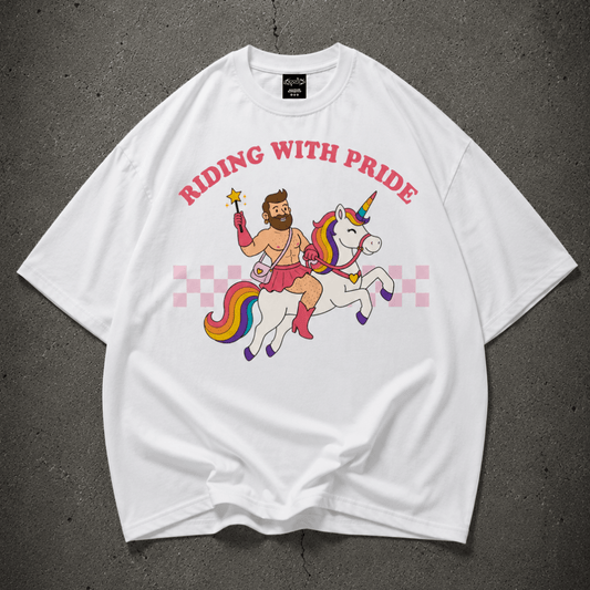 RIDING WITH PRIDE Oversize Loose Drop Shoulder Tee ~ GAYSBIE