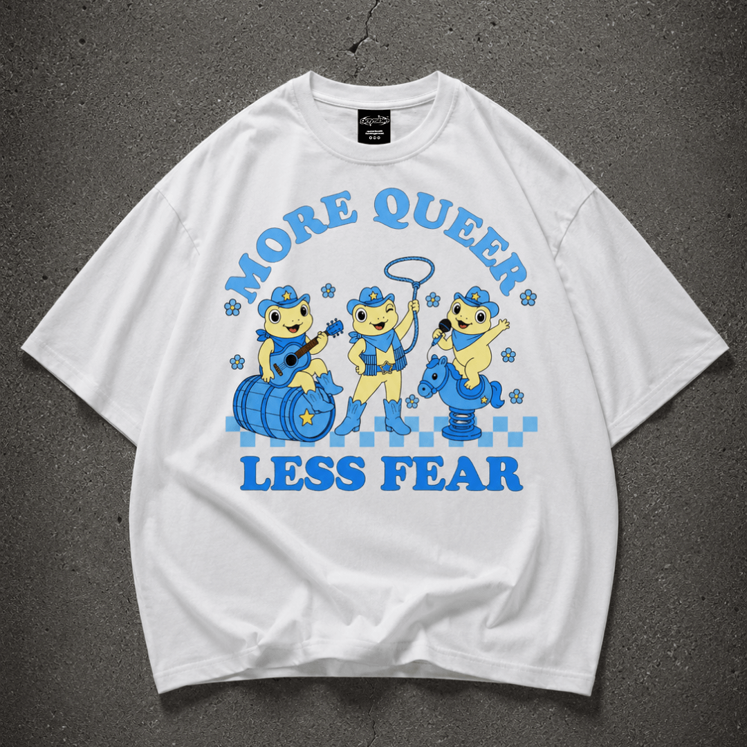 MORE QUEER LESS FEAR Oversize Loose Drop Shoulder Tee ~ GAYSBIE