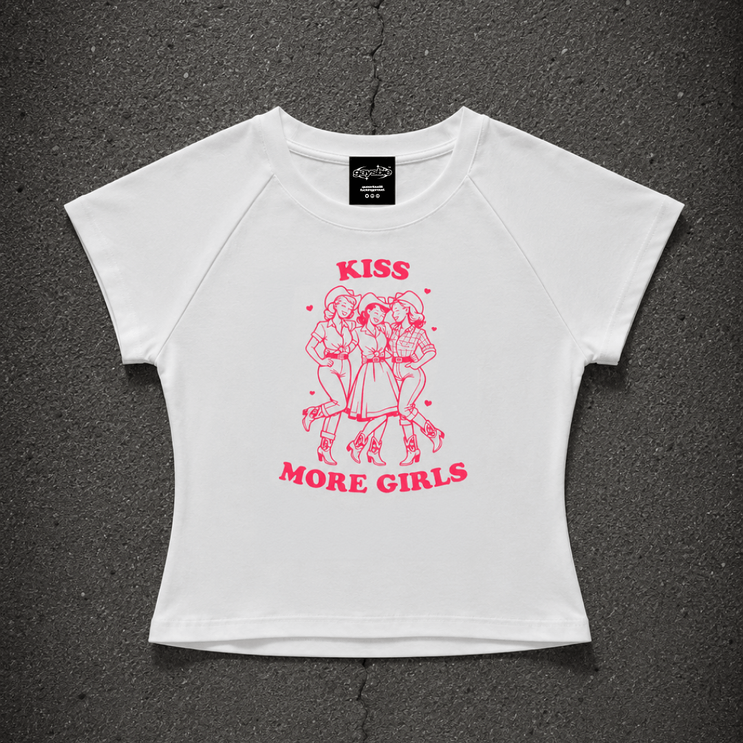 KISS MORE GIRLS COWGIRLS Short Sleeve Crop ~ GAYSBIE