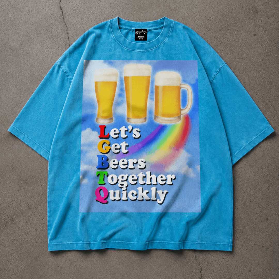 LGTQ Beer Premium Oversized Tee ~ GAYSBIE