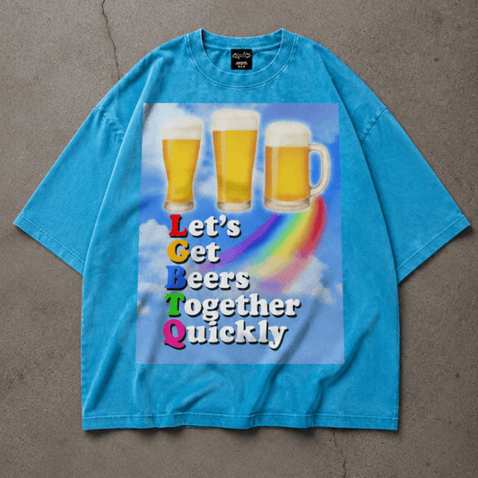 LGTQ Beer Premium Oversized Tee ~ GAYSBIE