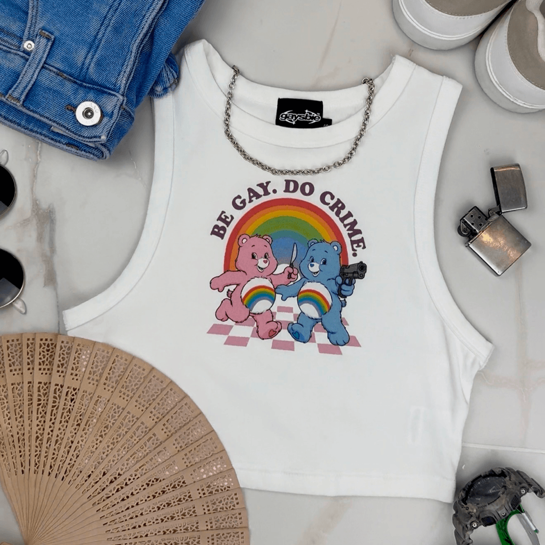 BE GAY DO CRIME BEARS Crop Tank ~ GAYSBIE