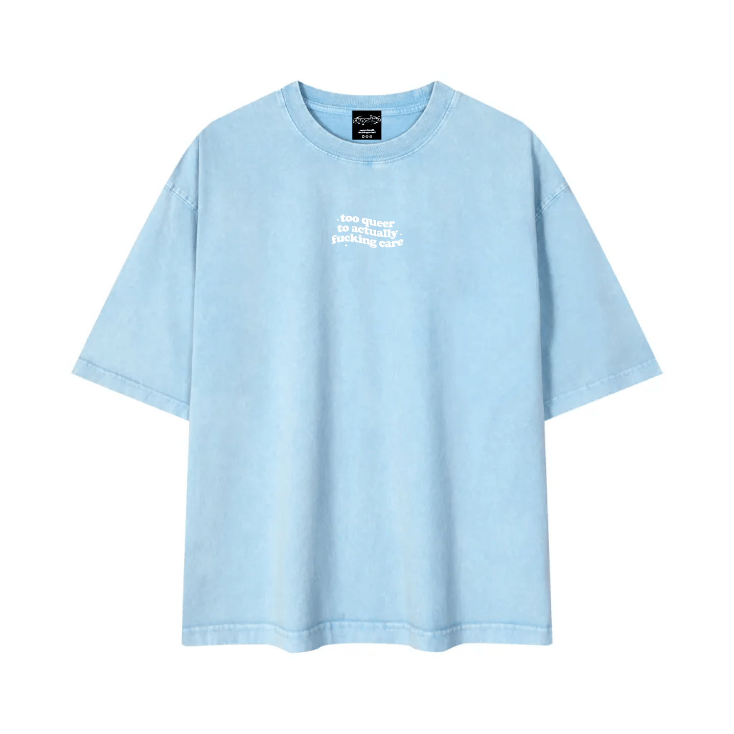 too queer to actually fucking care Tee ~ GAYSBIE