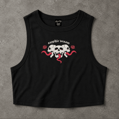 Sapphic Venom Goth Crop Tank - Lesbian Streetwear Black Tank Top USA