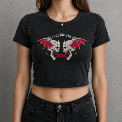 Sapphic Sin Goth Wash Crop Top - Alternative Queer Fashion GAYSBIE