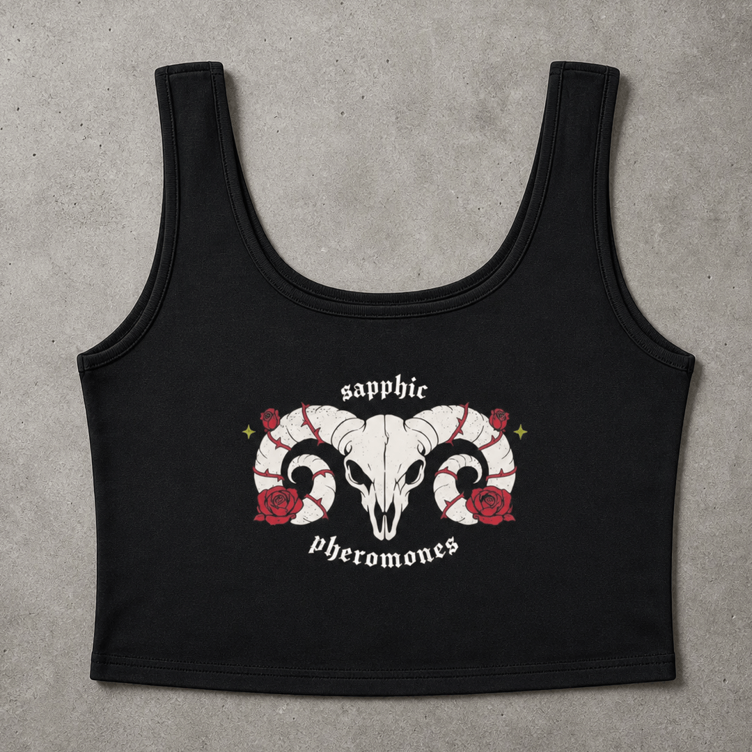 sapphic pheromones goth Strap Crop Tank ~ GAYSBIE