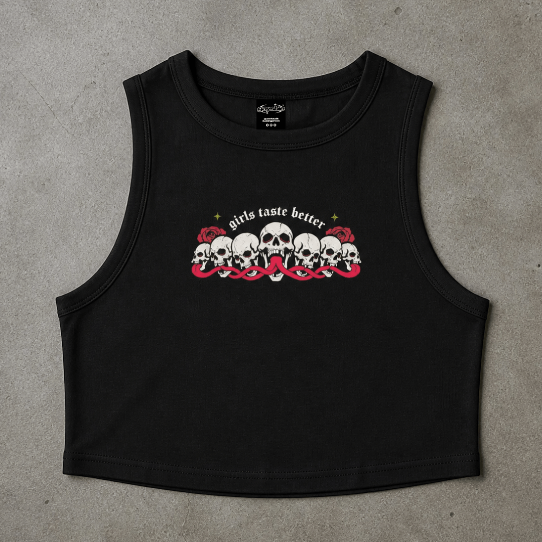 Girls Taste Better Goth Crop Tank - GAYSBIE Black Tank Top 2026