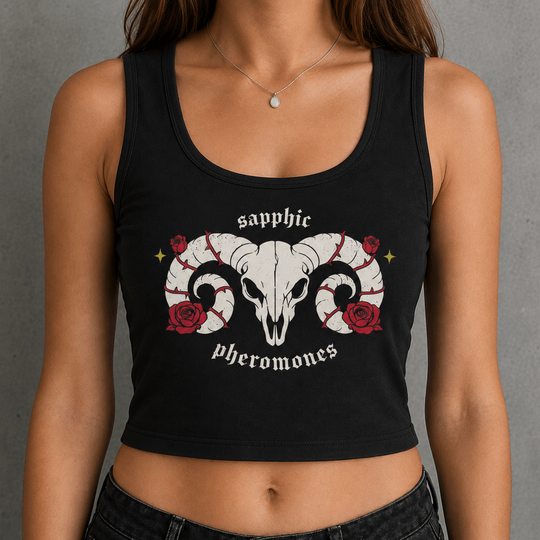 sapphic pheromones goth Strap Crop Tank ~ GAYSBIE
