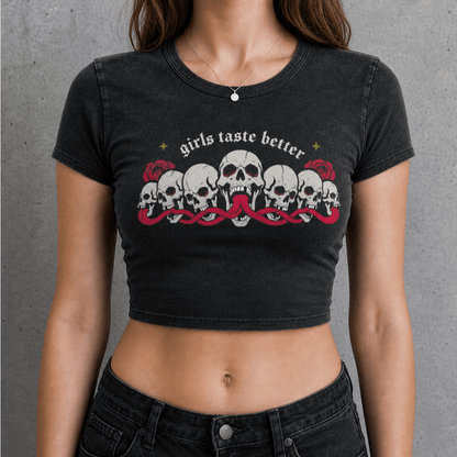 Girls Taste Better Goth Wash Crop Top - Sapphic Fashion USA GAYSBIE